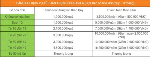 Dịch vụ kế toán trọn gói - Công Ty TNHH PHAVILA Việt Nam